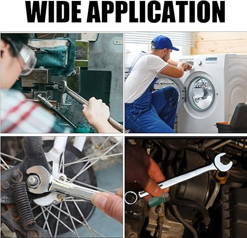 Miniatura 6 de Utoolmart Llave combinada de trinquete, llave combinada de trinquete de extremo abierto de 0.630 in, métrica, construcción de acero al cromo