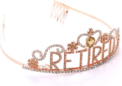 Miniatura 2 de Decoraciones de fiesta de jubilación, regalos de jubilación para mujeres, juego de tiara y banda de jubilación, corona de cristal con purpurina de