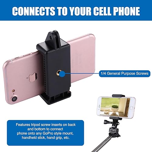 Miniatura 3 de Paquete de 2 soportes universales para smartphone con accesorio de montaje estilo GoPro para cualquier teléfono. Conecta tu teléfono o GPS a