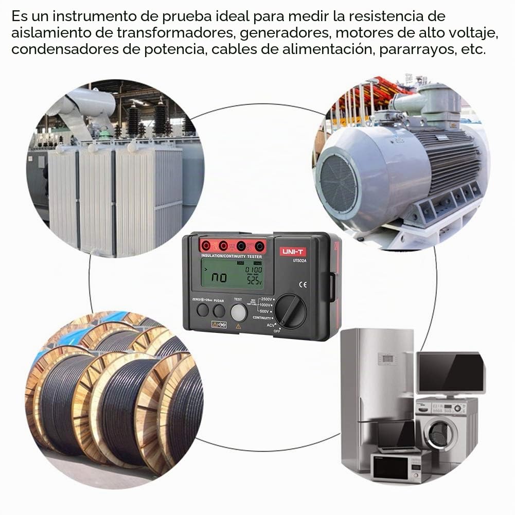 Multímetro digital, UT502A Pantalla LCD Probador de resistencia de aislamiento Megaohmímetro Voltaje Multímetro Apagado automático
