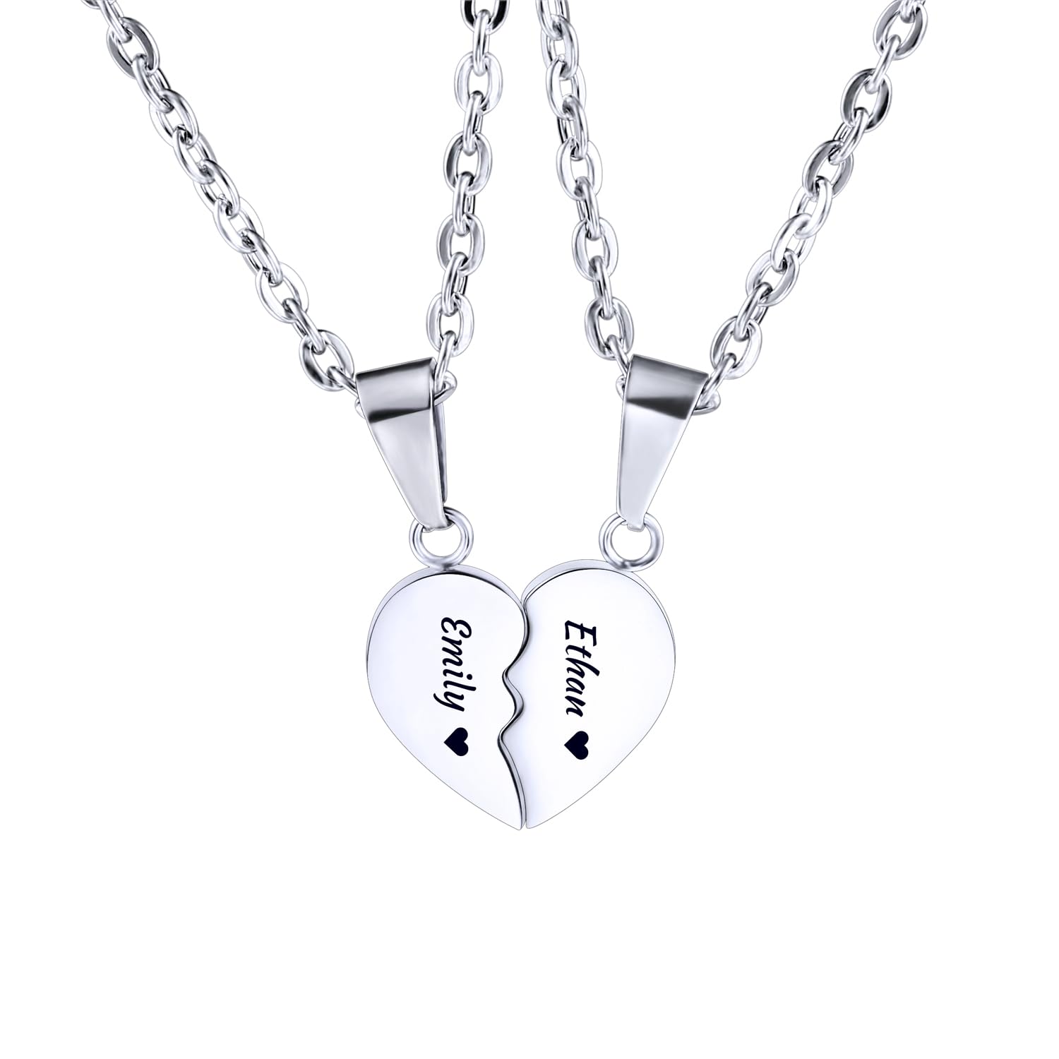 AOTXOXTOACollar Acero Inoxidable Colgante De CorazóN Combinado Personalizado Nombre Personalizado Para Aniversario De Boda Para Parejas Hombres Mujeres Grabado Novio Novia Amantes Regalo De JoyeríA