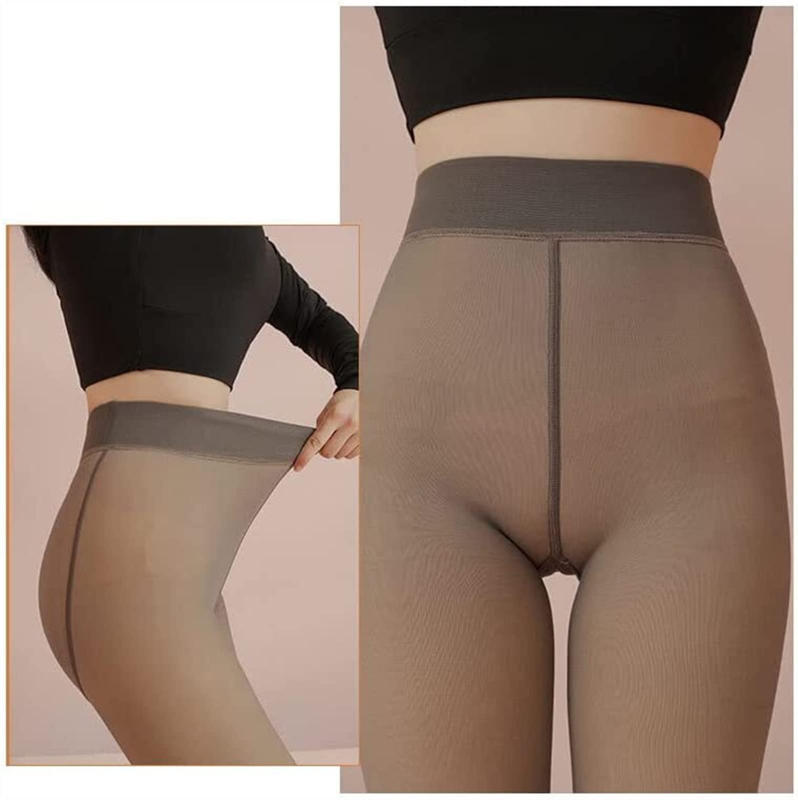 ACiyD Dicke, mit Fleece gefütterte, warme Strumpfhose für Frauen, Winterstrumpfhose, gefälschte durchscheinende Hose (Color : Black, Size : 300g) (Grey 38F)