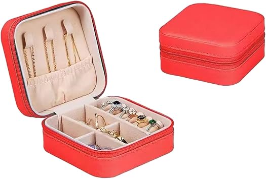 Travel Jewelry Case, Lightweight Zipper Leather Portable Mini Jewelry Box for Women,Mom,Teen,Wife,Fashion Small Jewelry Travel Organizer for Rings,Watch,Necklaces,Earrings,Bracelets