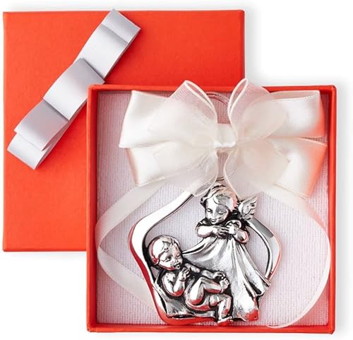 Miniatura 4 de Medalla de cuna católica de ángel de la guarda con cinta de satén. Regalo de bautismo perfecto para bebés, regalos de bautizo para bebés, baby