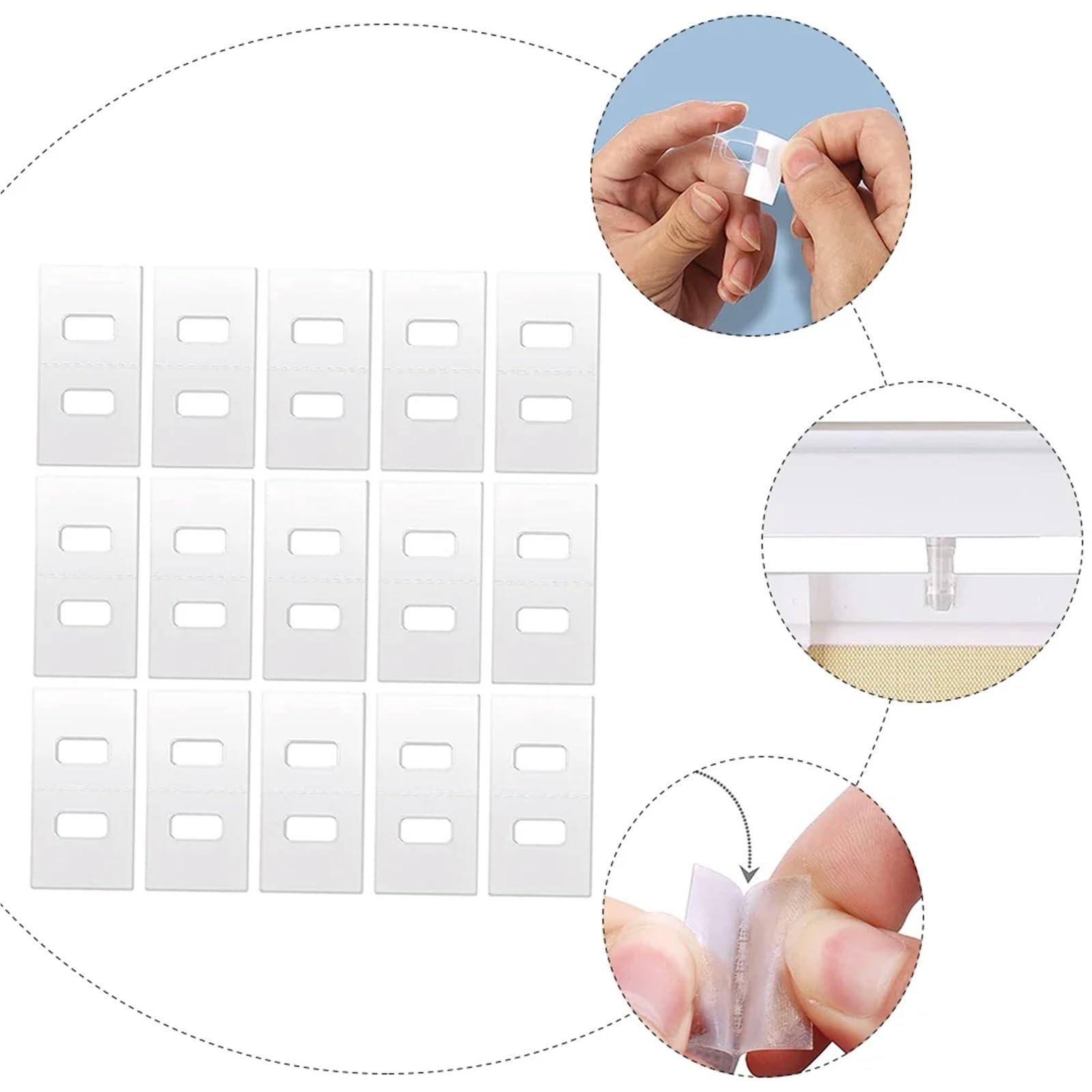 Lot de 48 lattes de rechange pour stores verticaux en PVC - Clips de rechange adhésifs transparents pour lattes de stores
