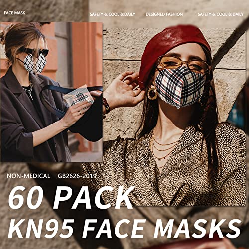 Ahotop LD-201 Kn95 Face Masks With Design, 60 Pack Individually Wrapped, 5 Layer For Adults Women Men thumb #1