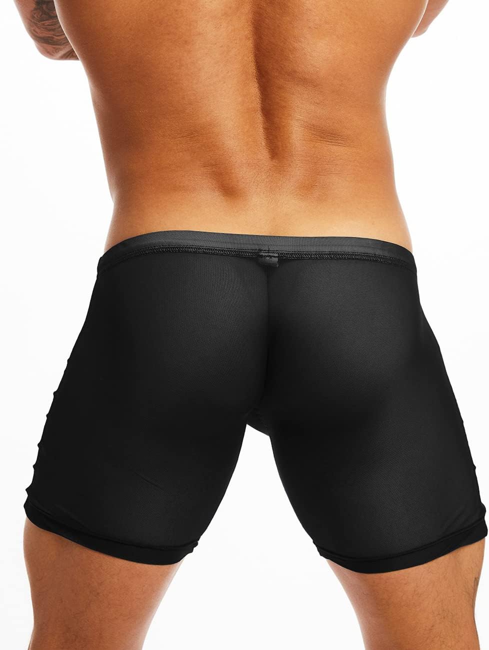 MIZOK Men's Mesh See Through Shorts Breathable Sheer Lounge Underwear Compression Short Tights with Drawstring - Image 3