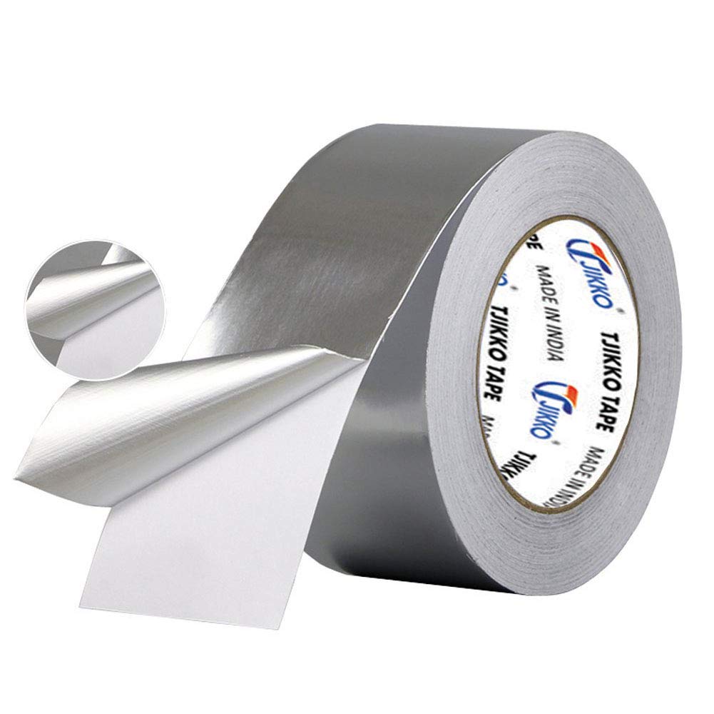 TJIKKO aluminium foil tape self-adhesive 72 mm width 20-meter length for sealing joints/seams against moisture and vapour (Silver)(set of 1)