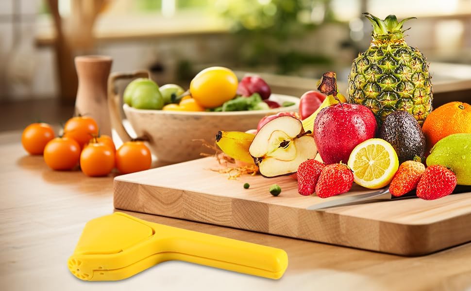 Miniatura 6 de iHarbort Exprimidor de limón, exprimidor manual de lima, prensa de cítricos manual sin esfuerzo, diseño plano para ahorrar espacio de