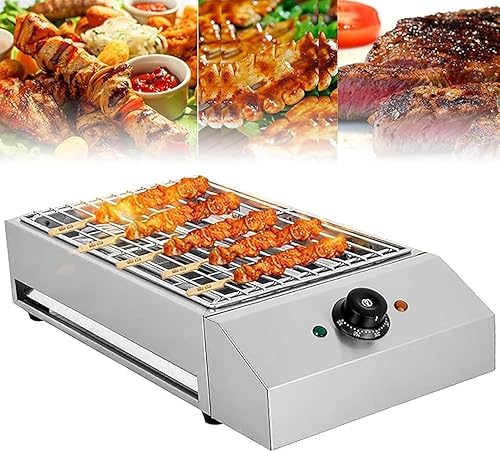 Portable Smokeless BBQ Grill Kebab Machine, 1800W Electric BBQ, Stainless Steel Barbecue Grill, Nonstick Coating, Temperature Control for Indoor