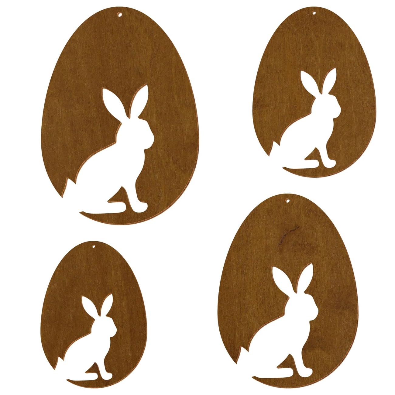 Uova di Pasqua in legno colorato V2 – Teak – Decorazione per Pasqua, motivo uova di Pasqua, motivo 7, altezza (dimensione): 46 cm di altezza