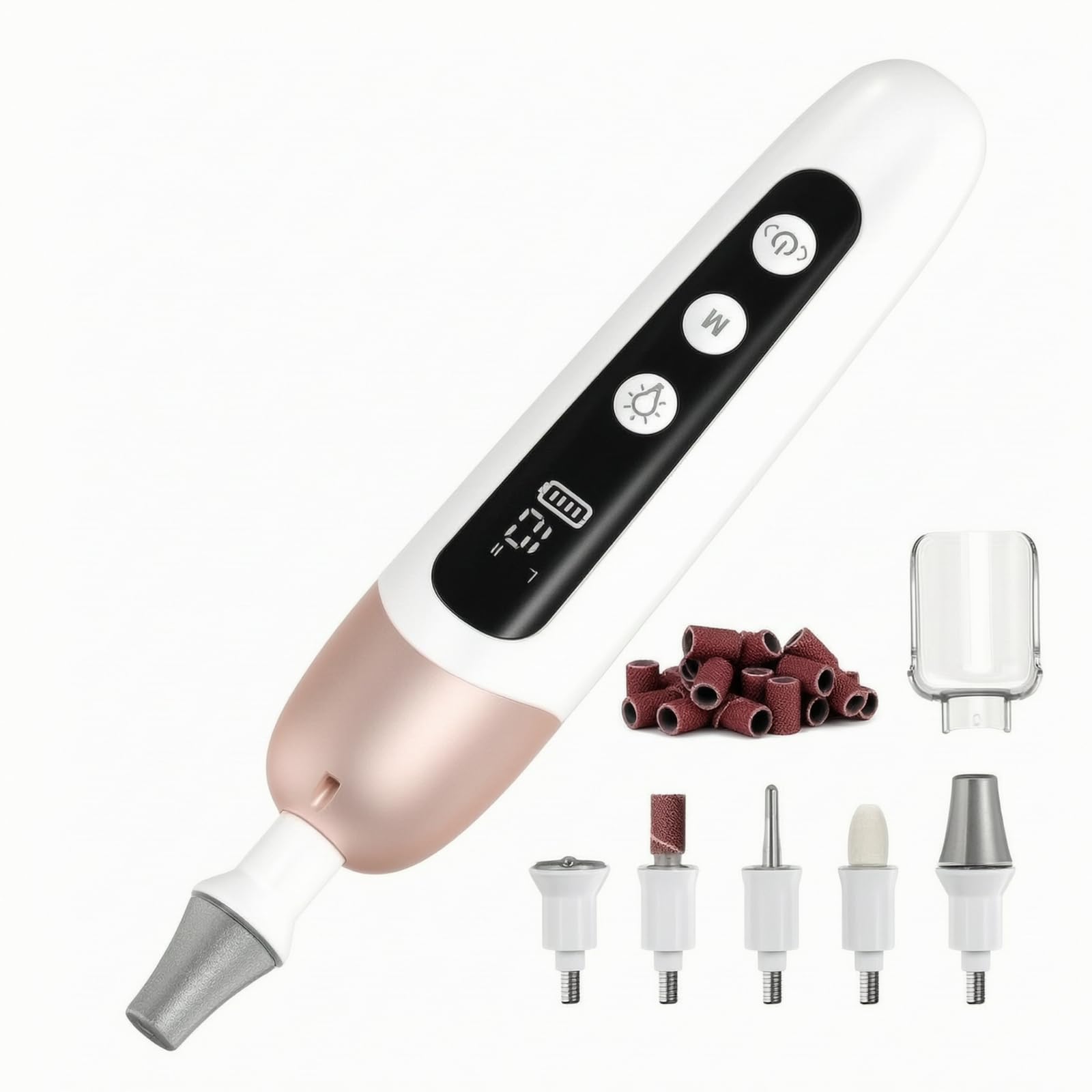 Taladro Uñas Mano Recargable con Pantalla Digital Kit Manicura y Pedicura Eléctrico Portátil Herramienta Pedicura y Manicura Eléctrica, ++Rojo