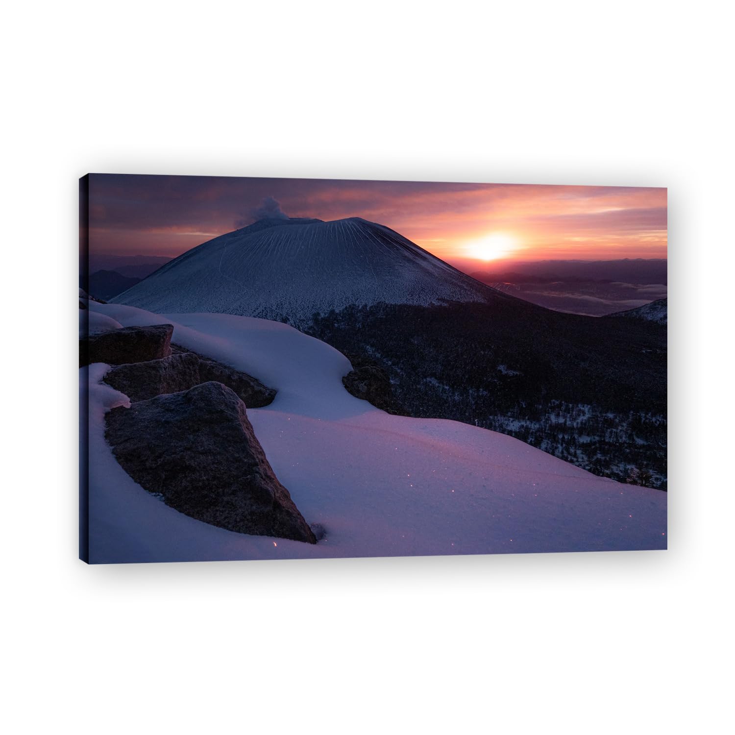VHdfgTY The Sun SetsMinimalist Mountain Landscape Wall Art Canvas Nature Print Modern Decor 70x105cm Framed