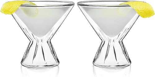 Miniatura 9 de Viski Cristal de doble pared aislado para cóctel de corte Martini, apto para lavavajillas, vidrio de borosilicato de 8.5 onzas, juego de 2,