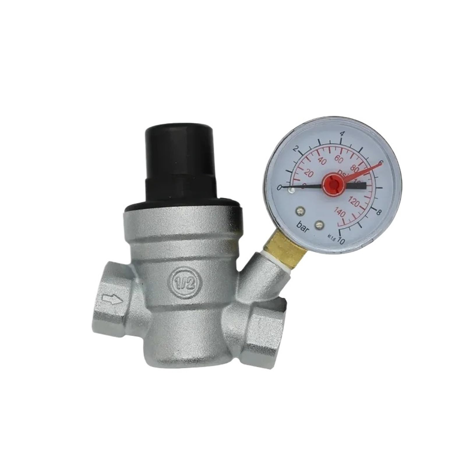 Water Pressure Reducer Reducing Valve Regulator with Gauge Manometer DN15 DN20 Chrome