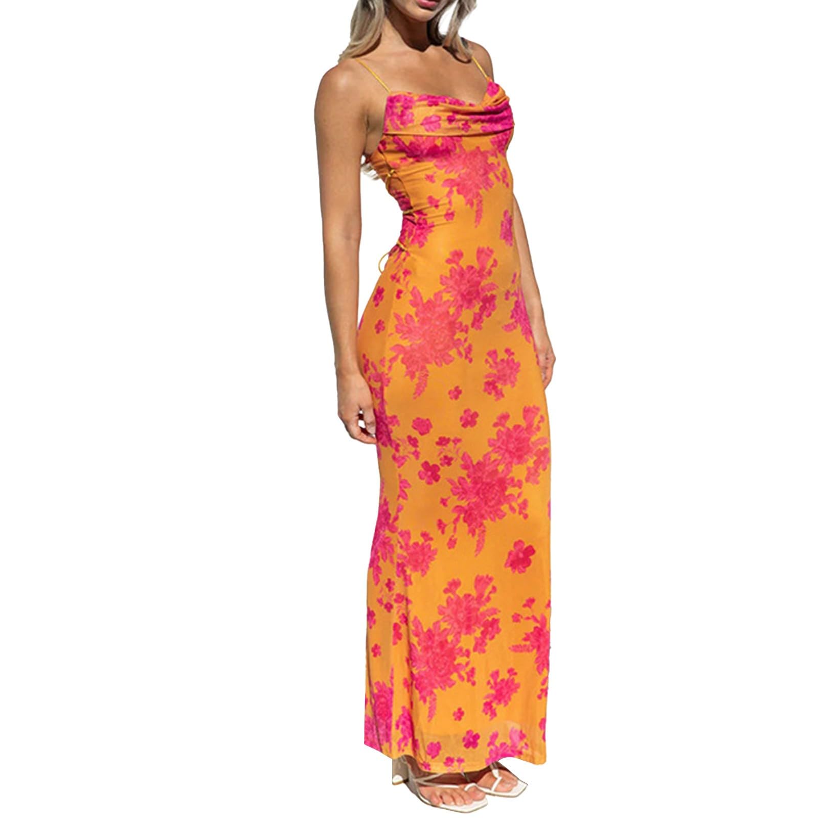 Evening Dresses Women's Elegant Party Dress Long Maxi Dresses Strappy Dress Ball Dresses Wedding Dress Sexy Spaghetti Straps Wedding Dress Dresses Long Bridesmaid Dress Floral Print Wrap Dress Summer