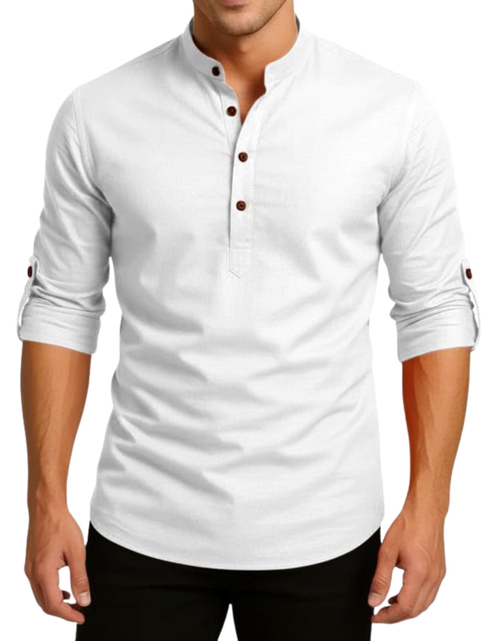 royalscout Men's Regular Fit Solid Pattern Cotton Polyester Blend Short Kurta with Mandarin Neck Long Sleeve Standard Length and Pull On Closure Type |Mens Short Kurta Silk-picture-36