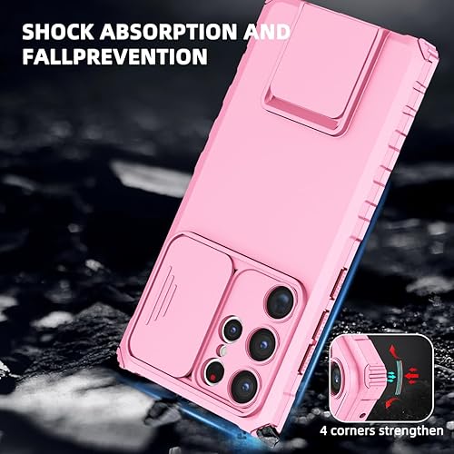 Miniatura 4 de NKECXKJ Funda para teléfono Samsung Galaxy S23 Ultra con protector de pantalla de vidrio templado, lente de cámara deslizante, soporte de grado