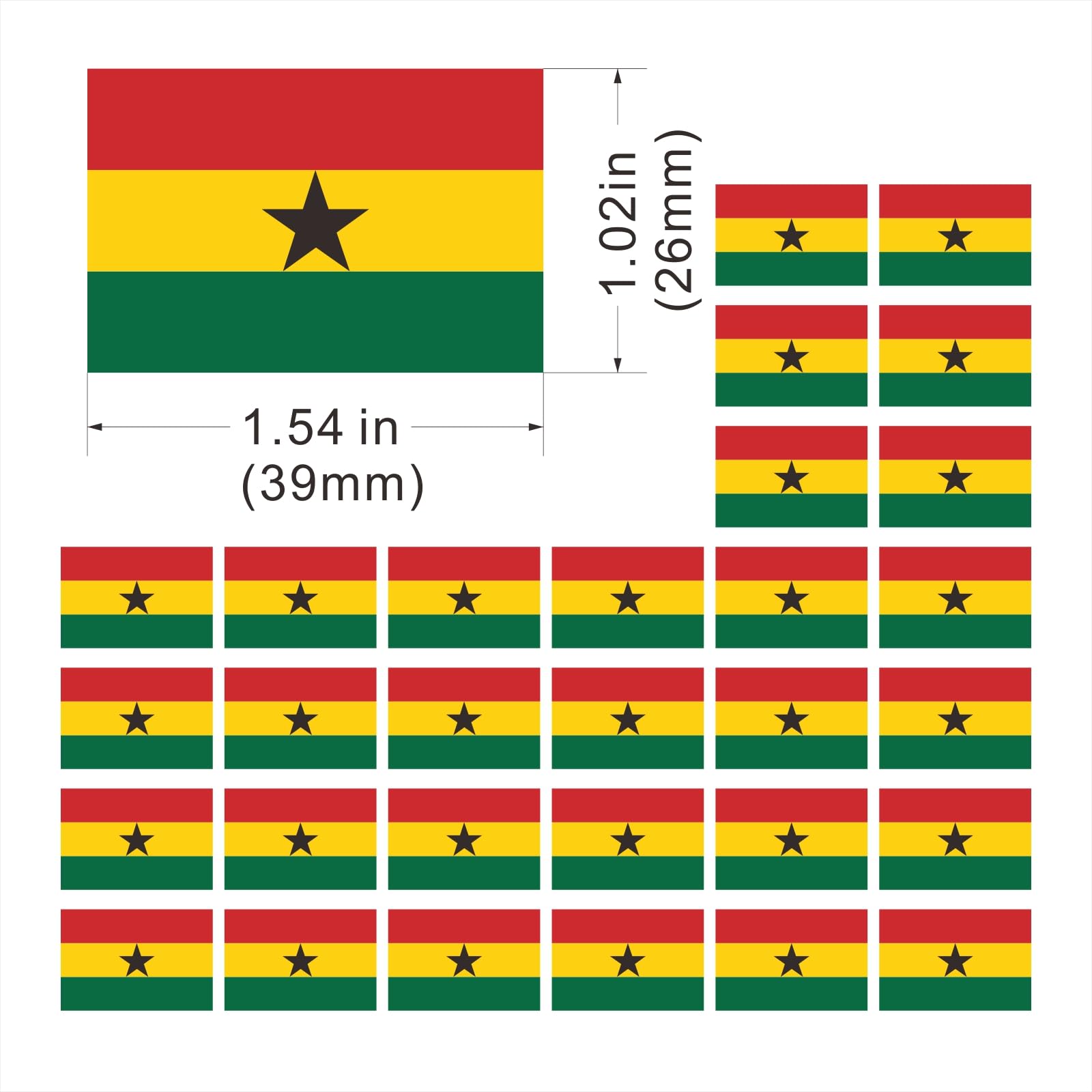 Womaha 30 Sheets Ghana Flag Temporary Tattoos for Kids Adults Fans Fake Face Tattoo Stickers, Red Yellow Green - Image 2