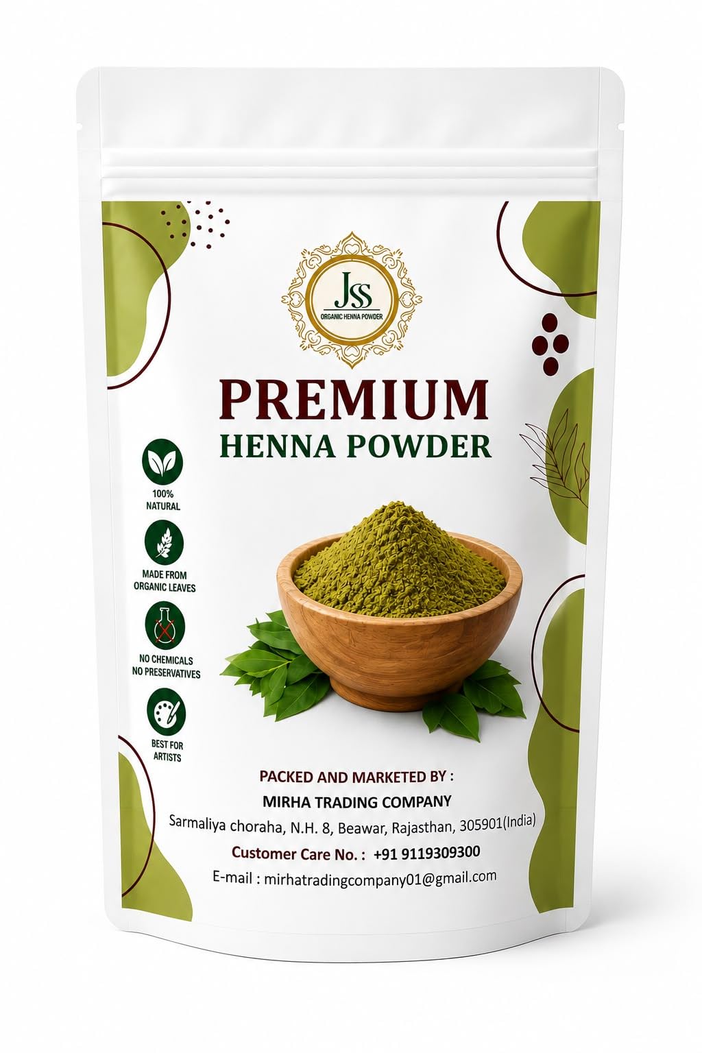 JSS Organic Henna Powder 100% Natural Mehendi for Hair & Hands | No Chemicals, No Preservatives, Made from Organic Leaves, Hair Conditioning, Suitable for All Hair Types-image-14