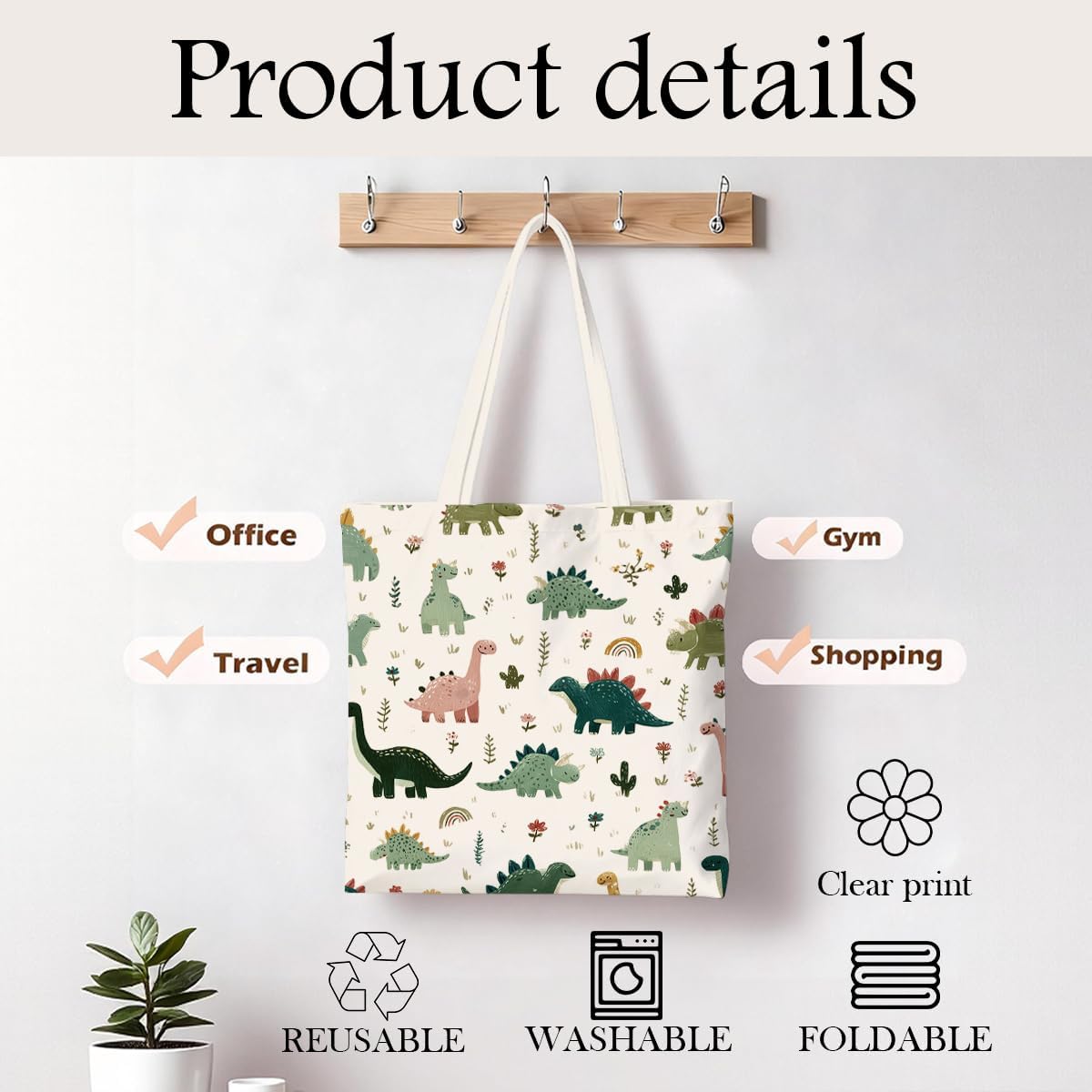 Animal Canvas Tote Bag for Women, Aesthetic Nature Reusable Shopping Shoulder Bag, Nature Lover Gift Tote - Image 4