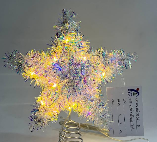 Crystal Club Cimier de sapin de Noël irisé en forme d'étoile | Cimier d'arbre, décoration de vacances