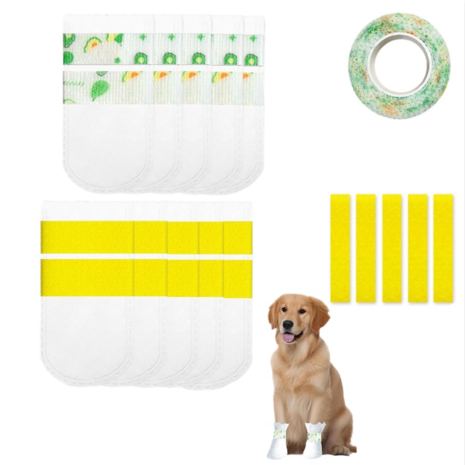 40pcs Disposable Do Socks, Waterproof Dog Boots, Pet Paw Protectors Waterproof Dog Shoelaces Bandages Dog Paw Protectors Pet Socks Suitable for Indoor and Outdoor Walking (Small and medium dogs)