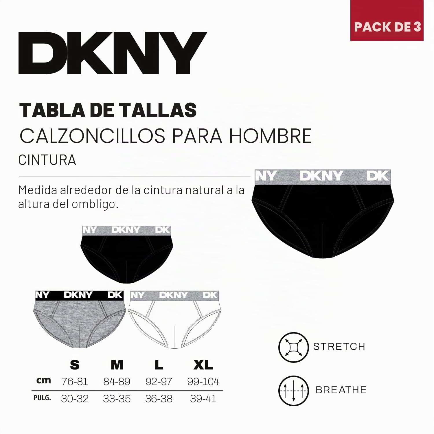 DKNY Kelso Calzoncillo Hombre (Pack de 3)