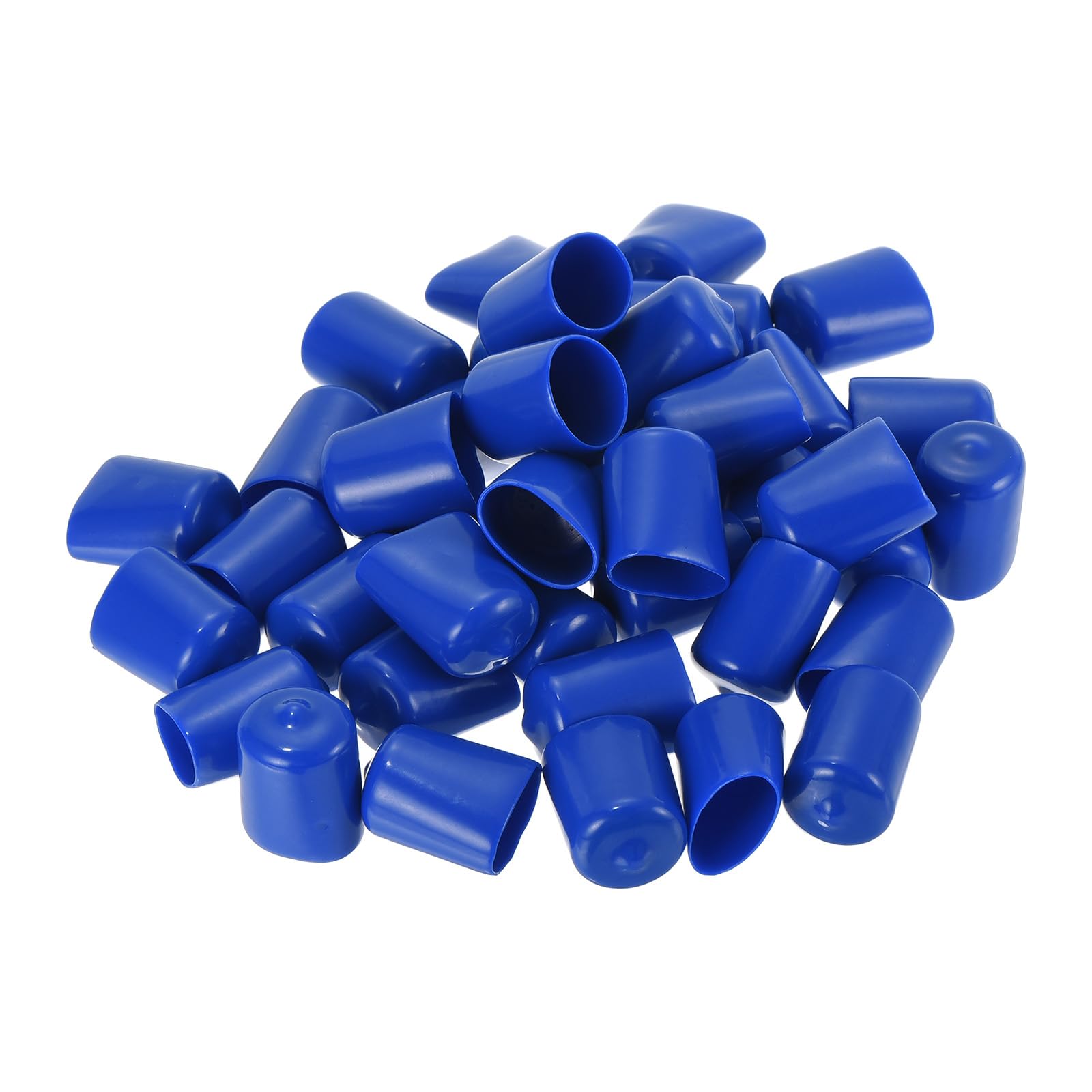 uxcell 100pcs Rubber End Caps 19mm ID Vinyl Round Tube Bolt Cap Cover Screw Thread Protectors Blue