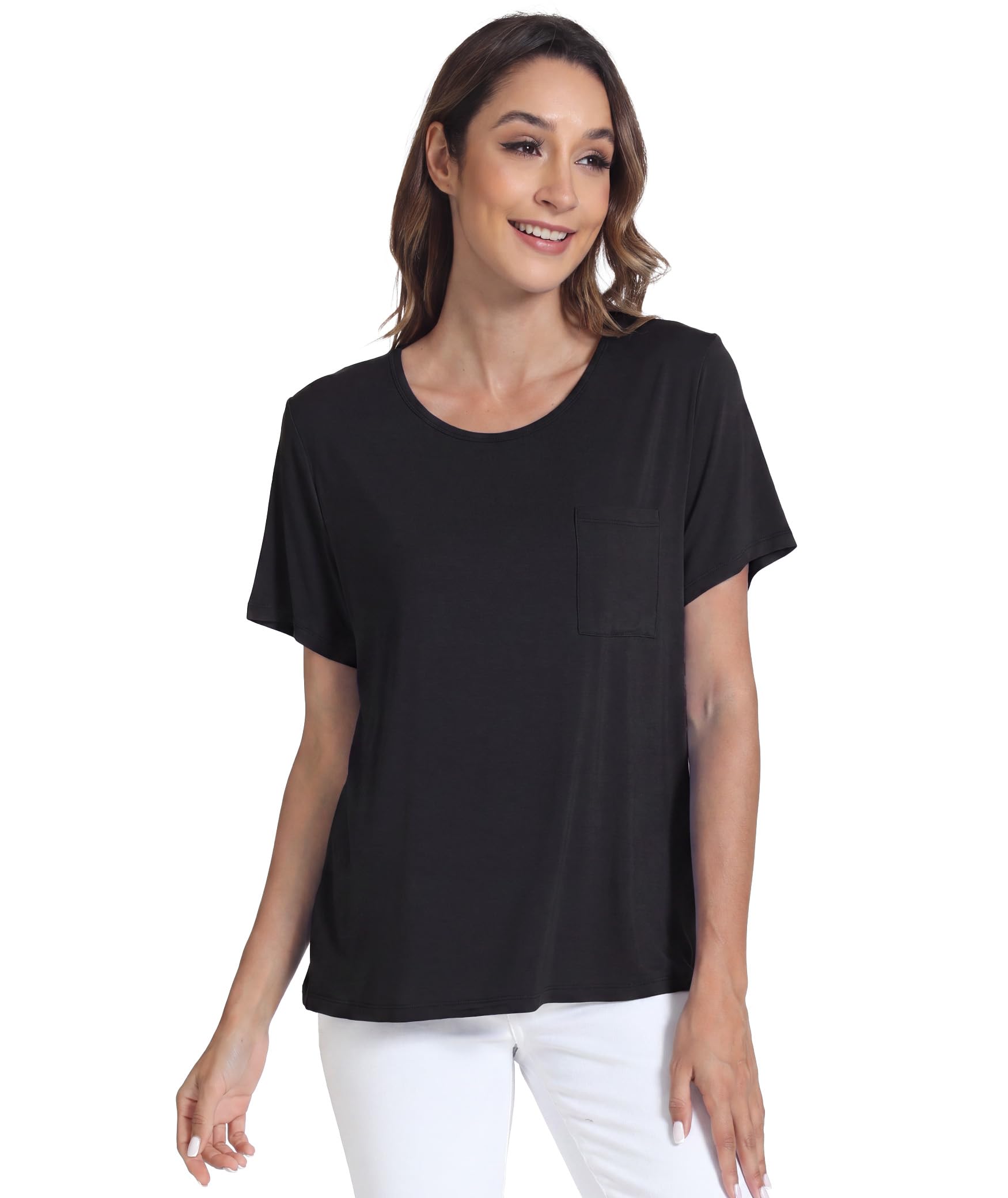 GYS Bamboo Viscose Women's Pajama Tops Soft Cooling Short Sleeve T-Shirts