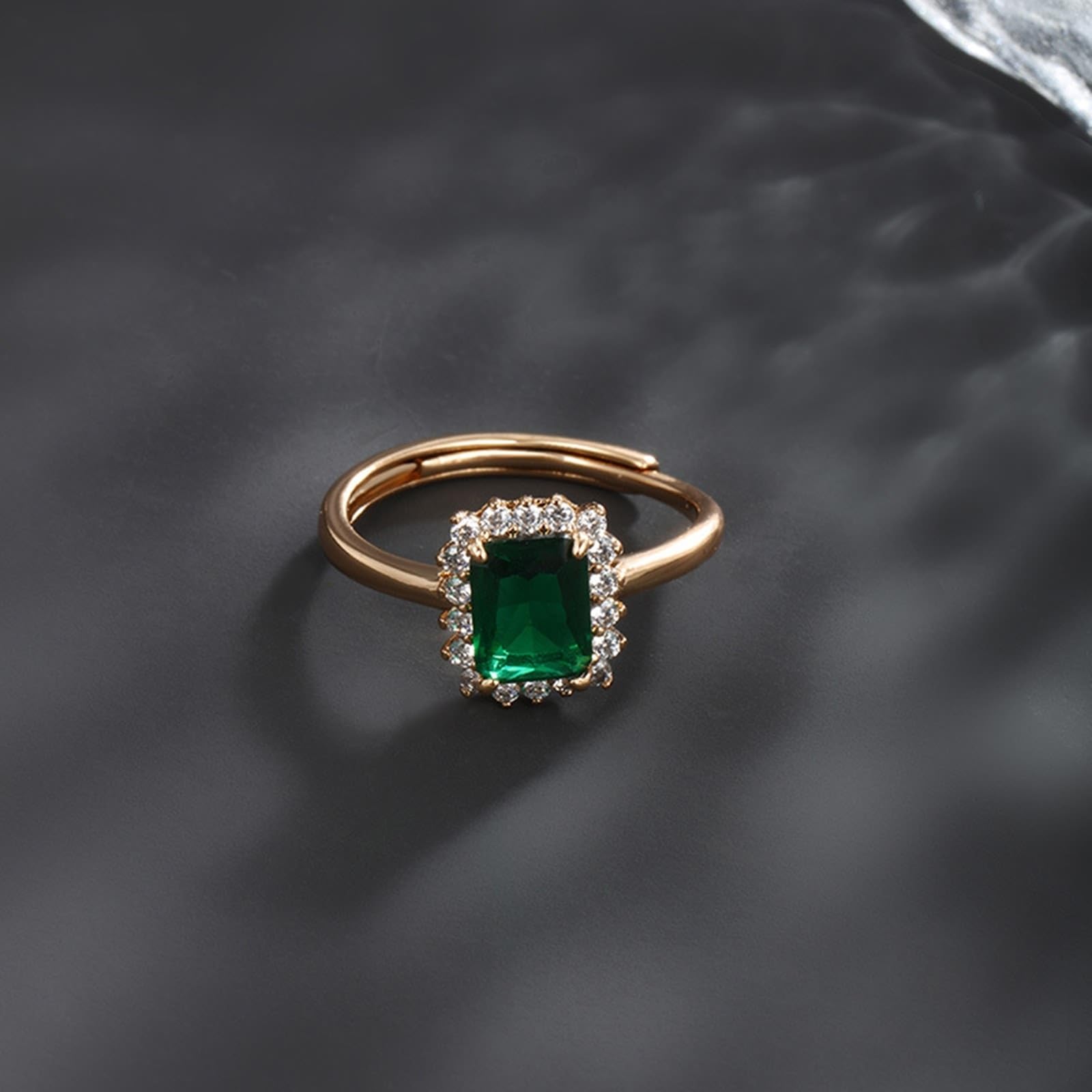 Anello solitario in vero oro bianco 9 K/14 K/18 K, anello aperto di fidanzamento