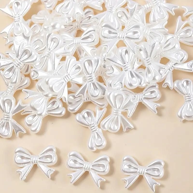 Decorative Bow Beads, 19mm, White Pearl Finish, 30-Pack, for Mobile Phone Chain Crafts-image-26