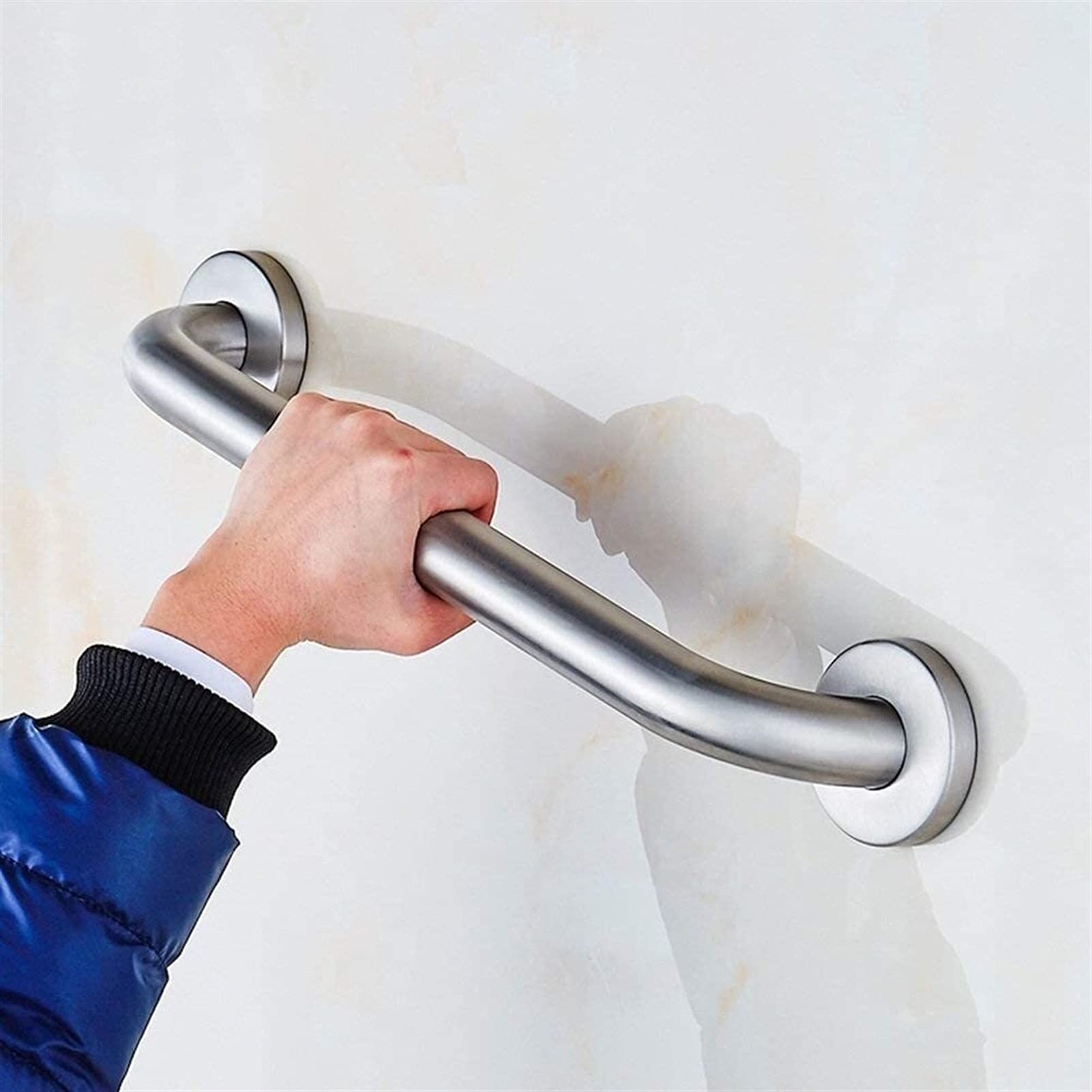 Barra de Apoyo de Acero Inoxidable para baño, Antideslizante, sin barreras, con guía Multiusos y Ranura para Personas Mayores, discapacitadas y niños. Barra Antideslizante (50 cm).