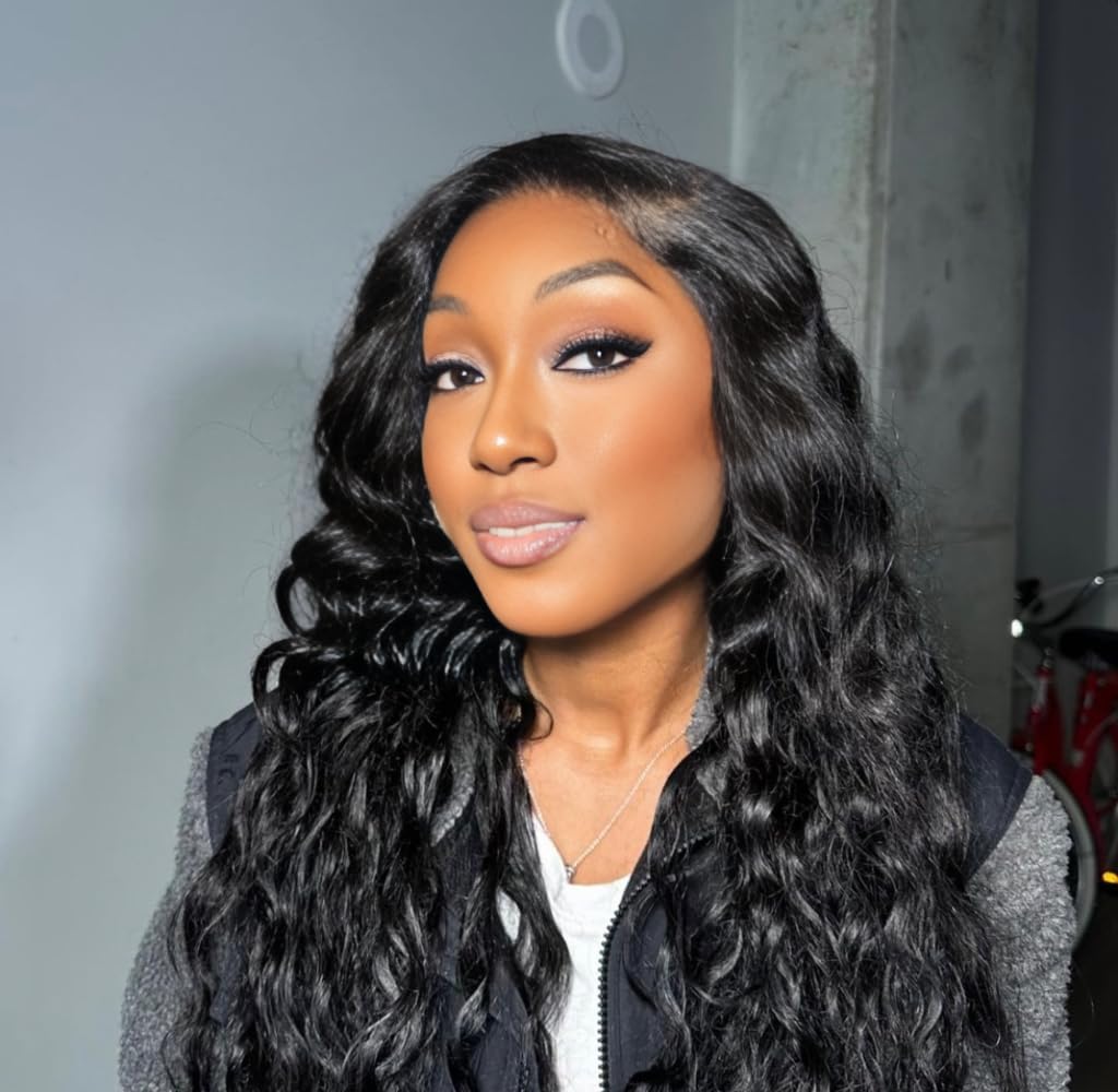 Loose Wave Human Hair Wig - 200% Density 13x4 HD Lace Front With Baby Hair, Natural Hairline for Women, 28 Inch Natural Black