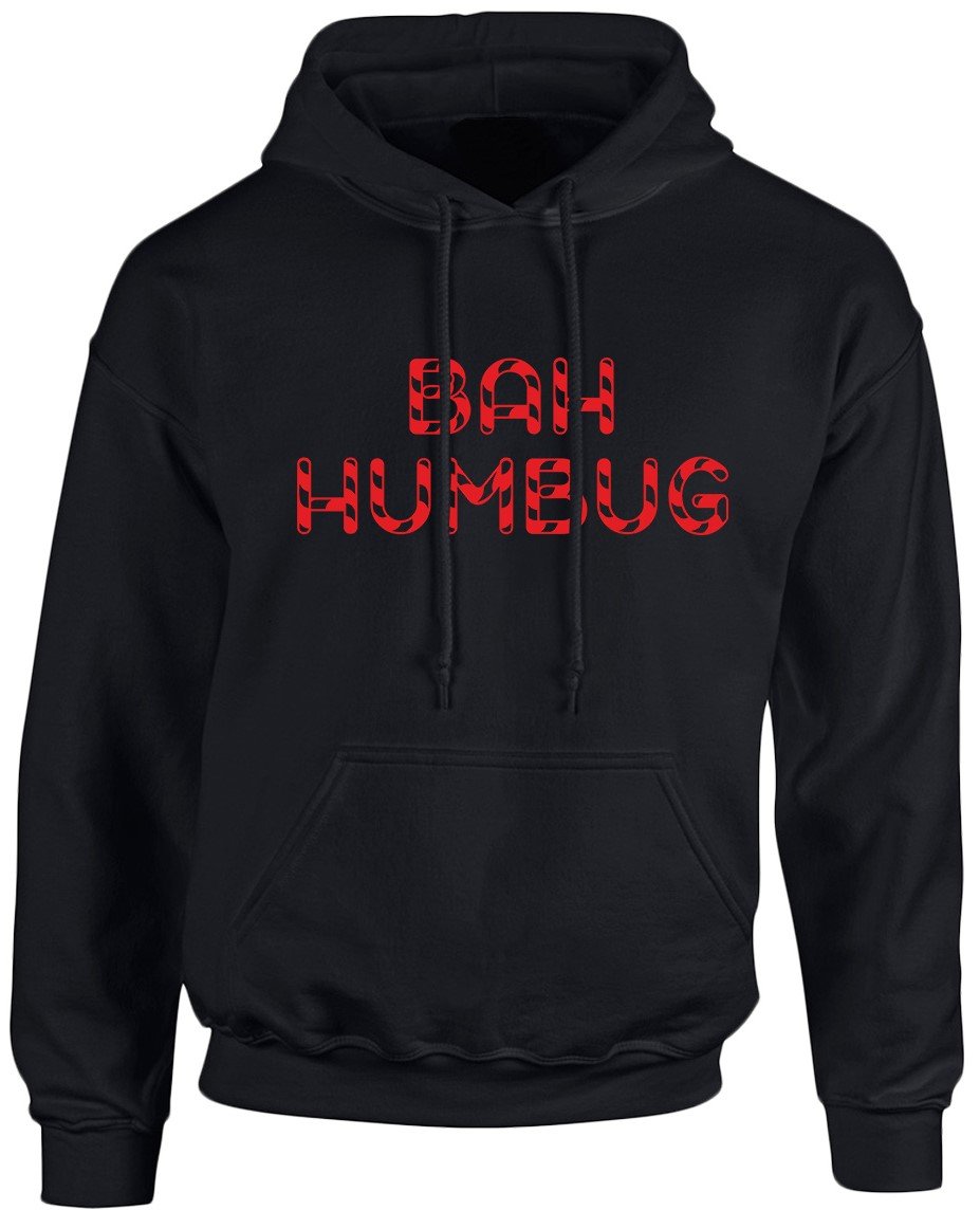 Swagwear Men's Black, Black Bah Humbug Christmas Xmas Unisex Hoodie 10 Colours (S-5Xl)