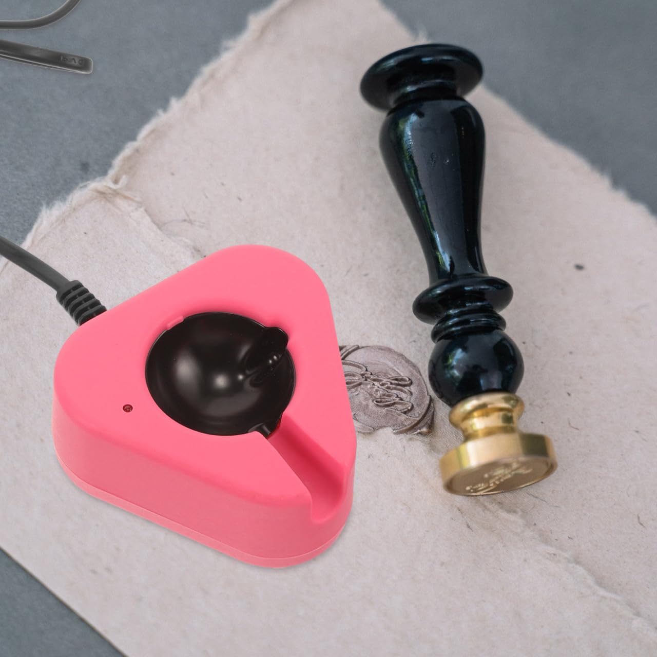 Healifty Kit Cire À Cacheter avec Cuillère Chauffe-Cire Portable pour Faire Fondre La Prise UE pour Sceau De Loisirs Créatifs Invitations Et Cadeaux