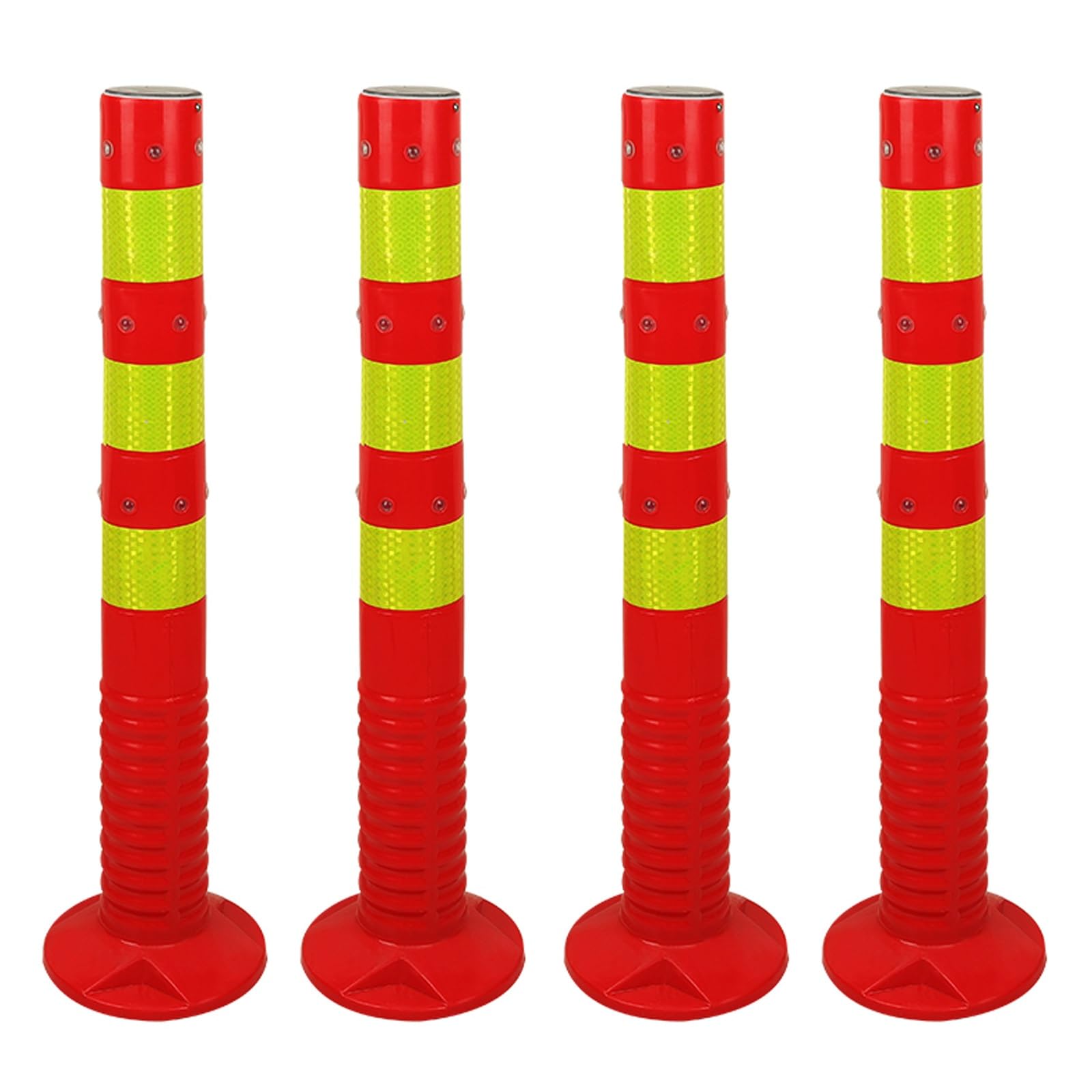 SaryEdge Portable Traffic Safety Bollard with Light for Construction Barriers and Parking Warning,Yellow (4pcs),Yellow (4pcs)