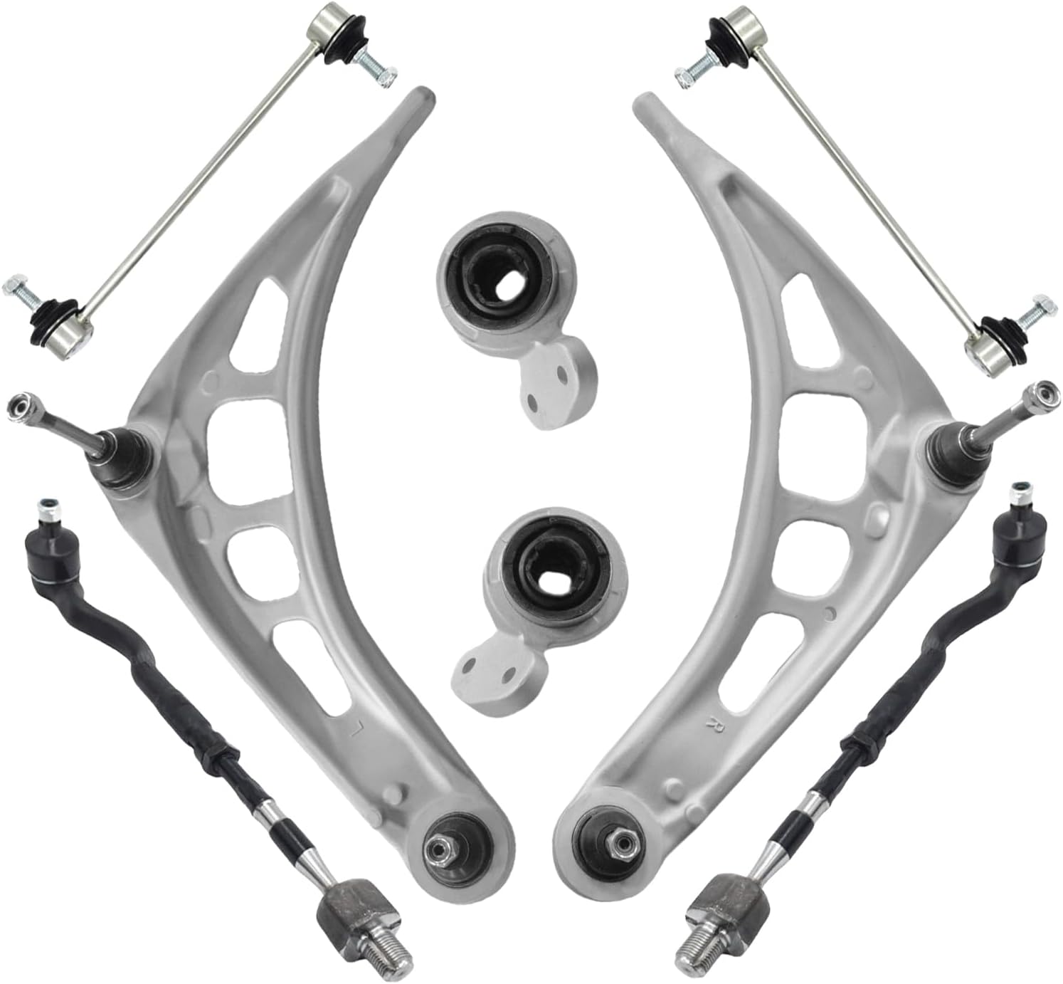 8pcs Front Suspension Kit, Lower Control Arm Assembly Tie Rods Bushing Replacement for BMW E46 318i 320i 323Ci 323i 325Ci 325i 328Ci 328i 330Ci 330i Z4