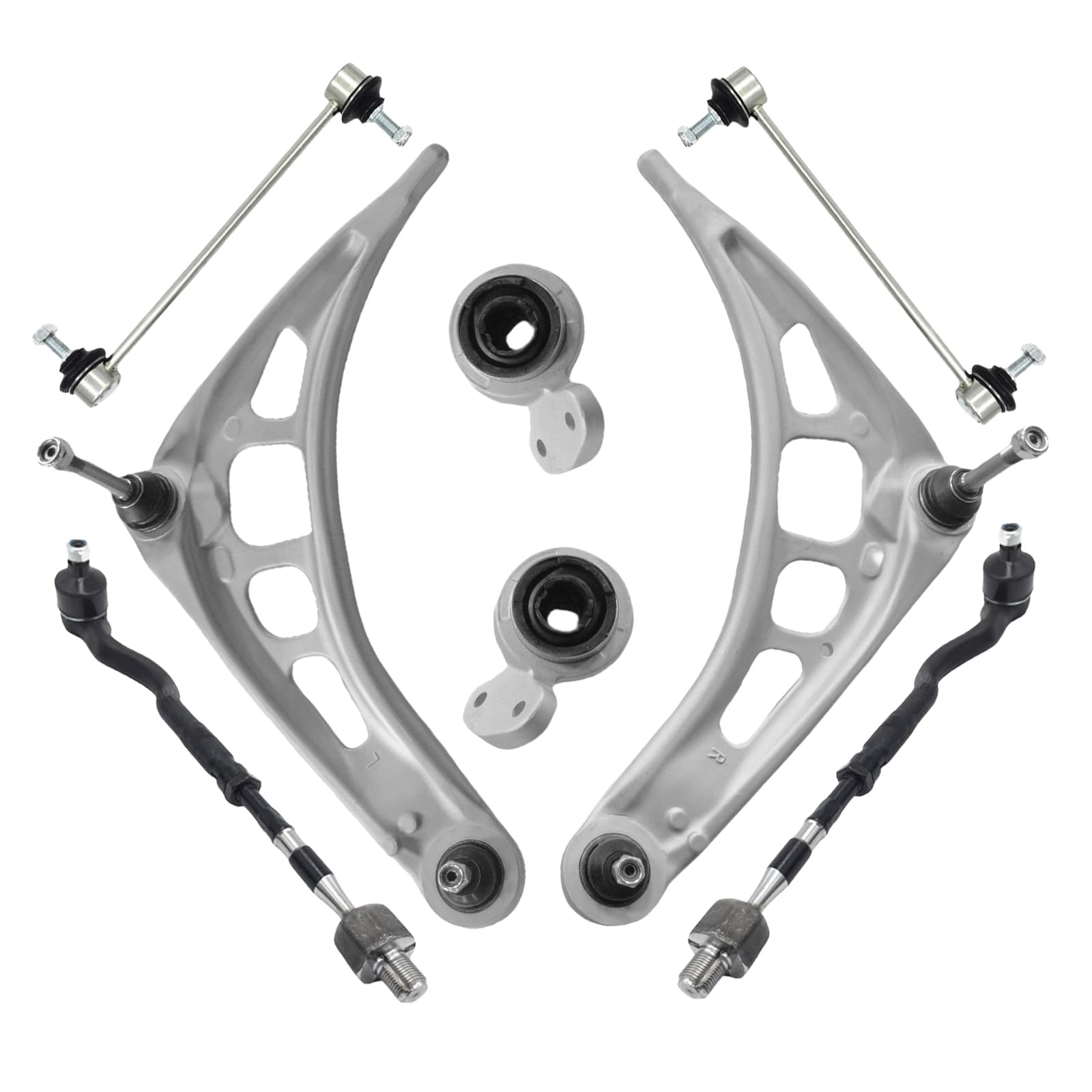 Heyhap 8pcs Front Suspension Kit, Lower Control Arm Assembly Tie Rods Bushing Replacement for BMW E46 318i 320i 323Ci 323i 325Ci 325i 328Ci 328i 330Ci
