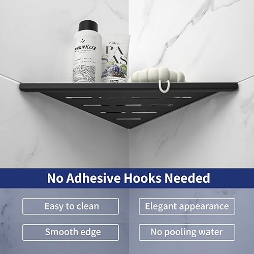 Miniatura 4 de Estante esquinero de ducha de 10 pulgadas, 2 piezas, acero inoxidable 304 en estantes de baño para pared de azulejos, no necesita taladrar (10