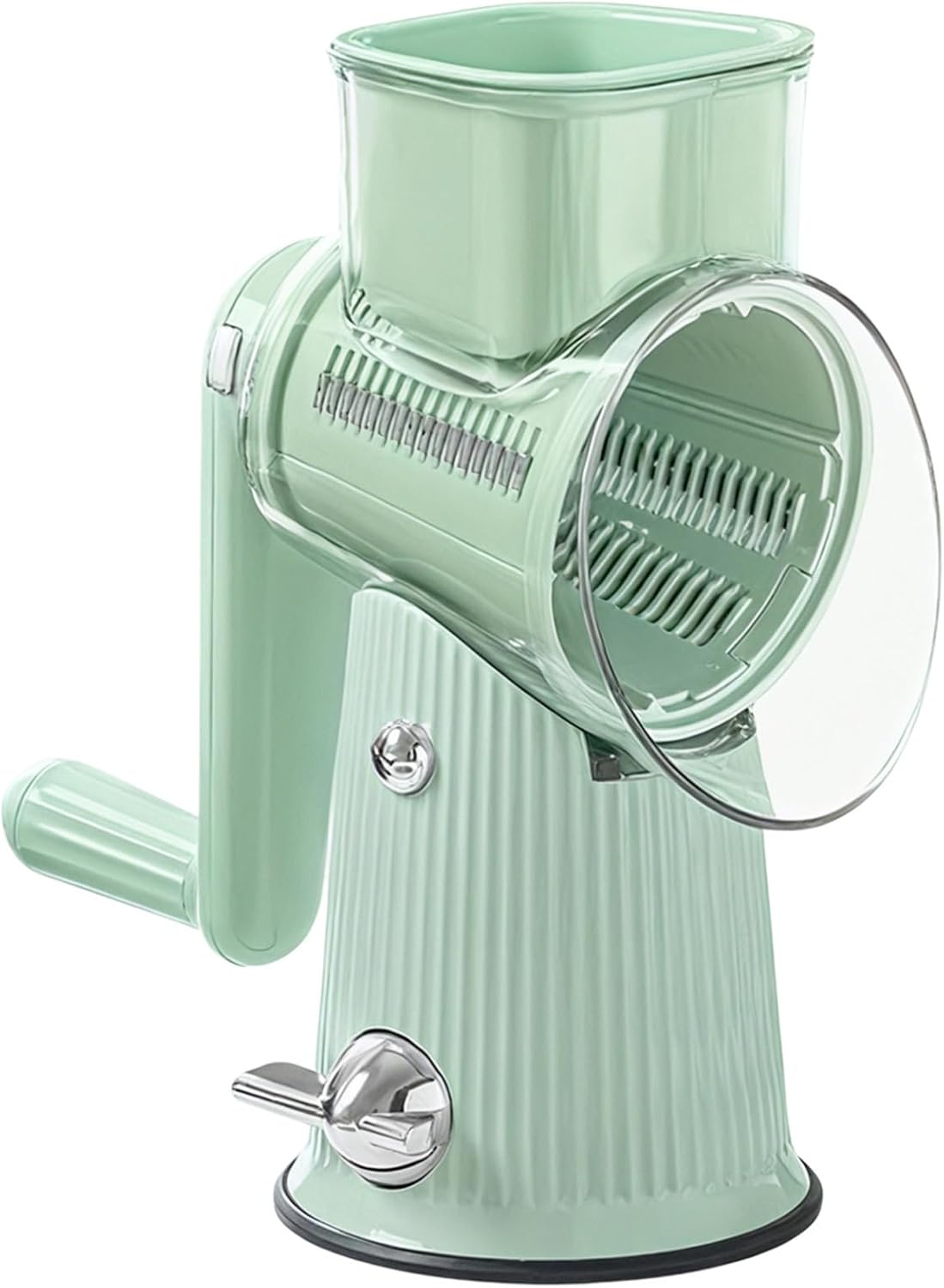 Green Hand Crank Vegetable Slicer, 5-in-1 Cheese Grater, Tabletop Suction Base, Multifunctional Food Chopper with 5 Blades
