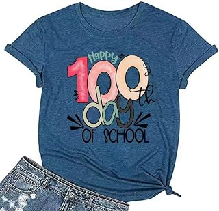 Teacher Shirts for Women Last/First Day of School 100 Days of Loving School Inspirational Graphic Tees Tops