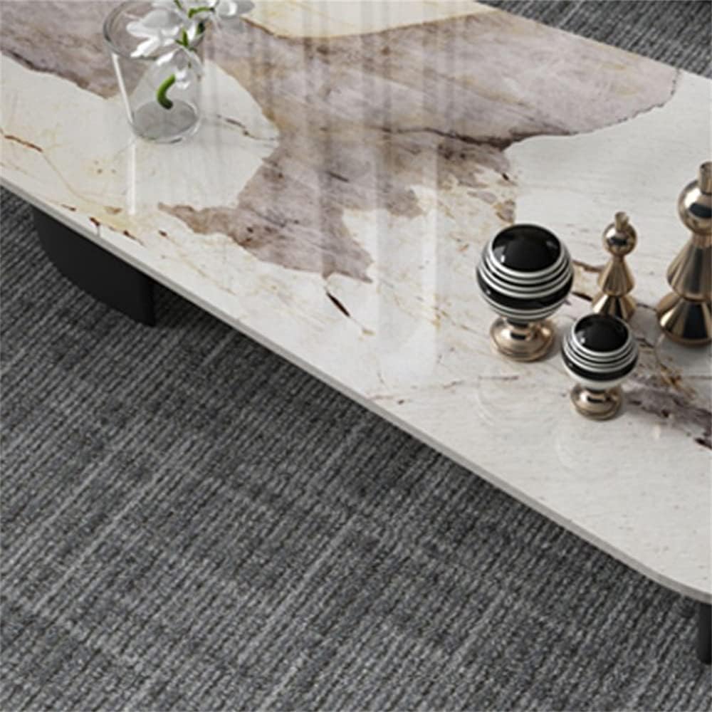 LAKIQ Modern Faux Marble Pedestal Coffee Table - Small Space Rectangular Accent Center Table (White, 51" L x 27.5" W x 16" H)