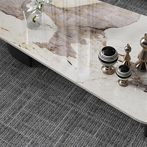 Miniatura 5 de LAKIQ Mesa de centro moderna de mármol sintético para sala de estar, mesa de café con pedestal, losa de pizarra para espacio pequeño, mesa de centro