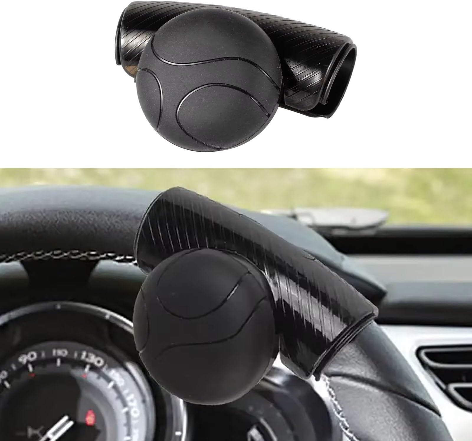 Car Steering Wheel Auxiliary Booster, Compatible with Renault Sandero (Stepway/RS/GT Line), 360° Steering Wheel Spinner Knob Rotation Handle Assistanter,A-Black