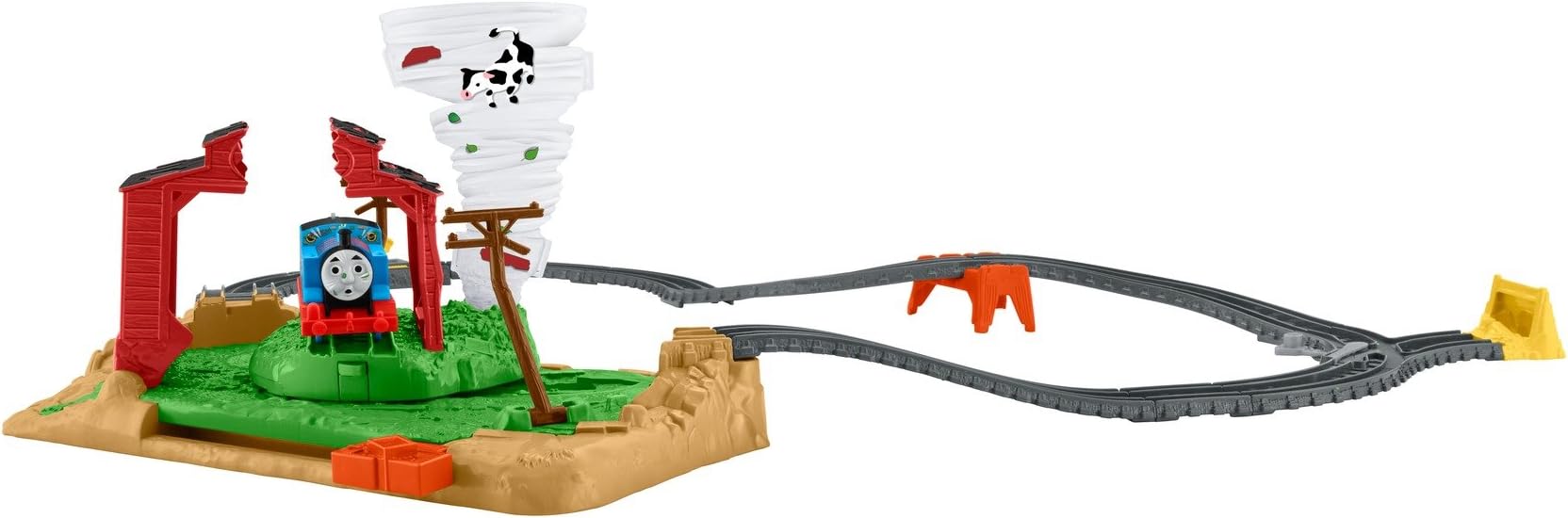 Watch Thomas get swept away by a spinning tornado in this fun, thrilling Thomas & Friends motorized toy train set!, FJK25