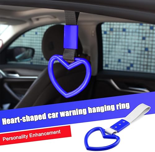 Miniatura 3 de Fekey&JF 2 anillos Tsurikawa en forma de corazón, correa de mano para parachoques trasero, asa de corazón Janpanese para SUV, metro, autobús,