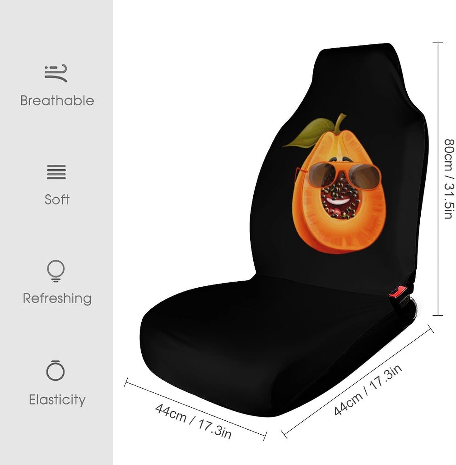 Fruit Papaya Glasses Papaya Car Seat Covers Automotive Seat Covers Car Seat Protector Auto Front Seats Protector for Most Cars 2PCS