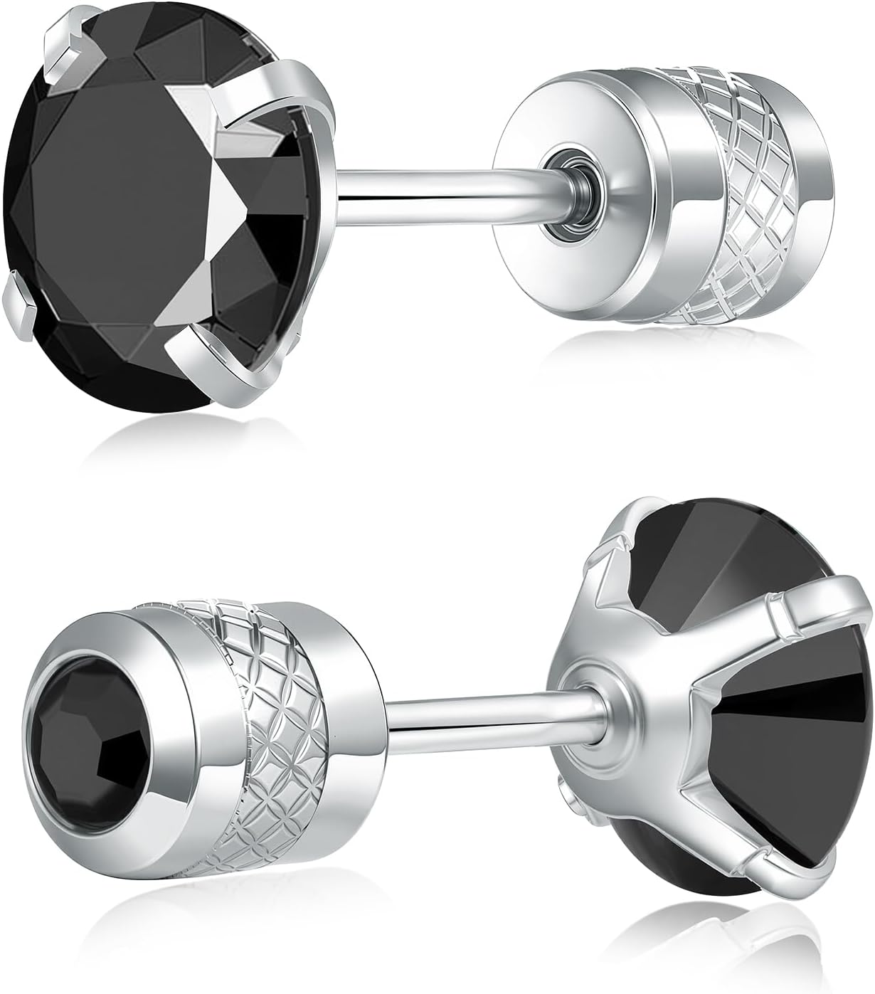 VOLUKA Cubic Zirconia Stainless Steel Screw Earrings - Titanium Screw Back Earrings 20G Pure Titanium Earpost - Hypoallergenic for Women Men Trendy Cartilage Stud Earrings