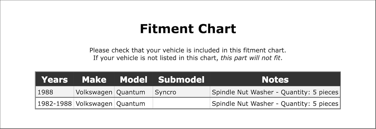 Front OR Rear Spindle Nut Washer Compatible With Volkswagen Quantum Syncro 1988 1987 1986 1985 1984 1983 1982 P-2032607